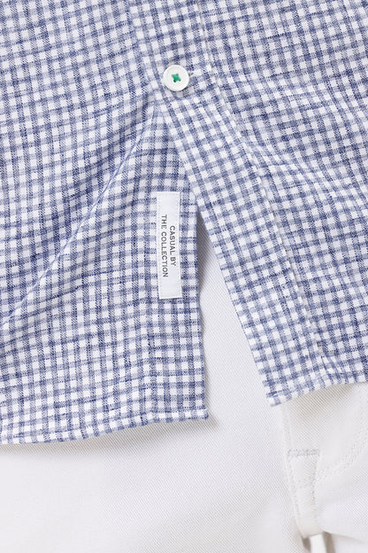 BLUE MELANGE COTTON CHECK SHIRT