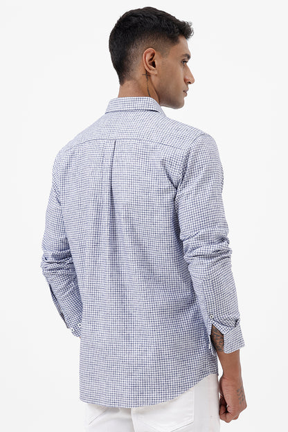 BLUE MELANGE COTTON CHECK SHIRT