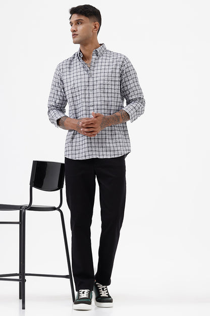 GREY MELANGE COTTON CHECK SHIRT