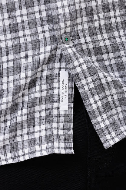 GREY MELANGE COTTON CHECK SHIRT