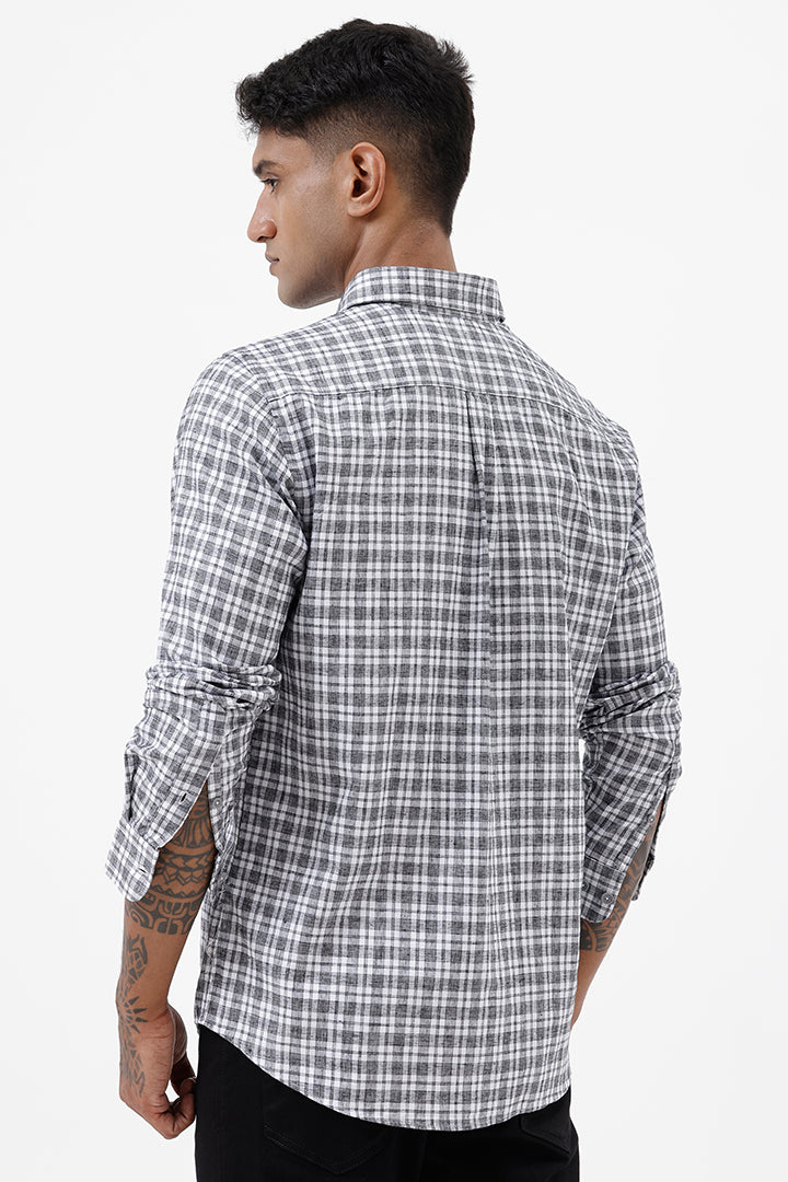 GREY MELANGE COTTON CHECK SHIRT