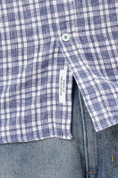BLUE MELANGE COTTON CHECK SHIRT
