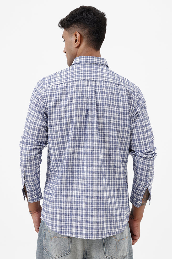 BLUE MELANGE COTTON CHECK SHIRT