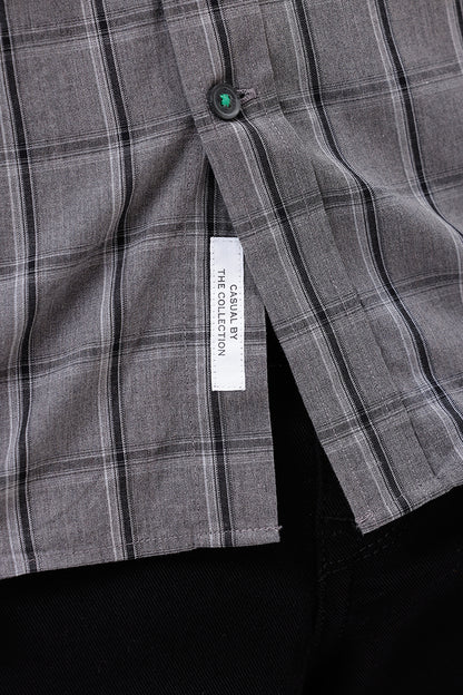 GREY MELANGE COTTON CHECK SHIRT