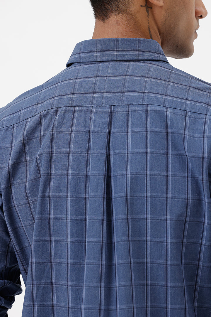 ROYAL BLUE MELANGE COTTON CHECK SHIRT