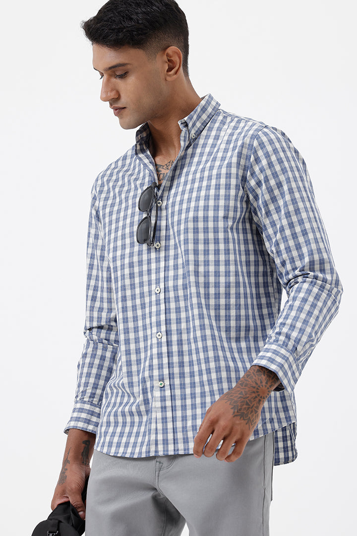 BLUE COTTON CHECK SHIRT