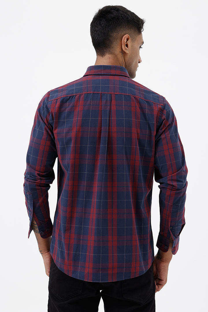 NAVY COTTON CHECK SHIRT