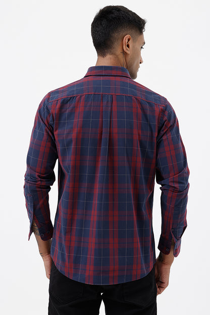 NAVY COTTON CHECK SHIRT