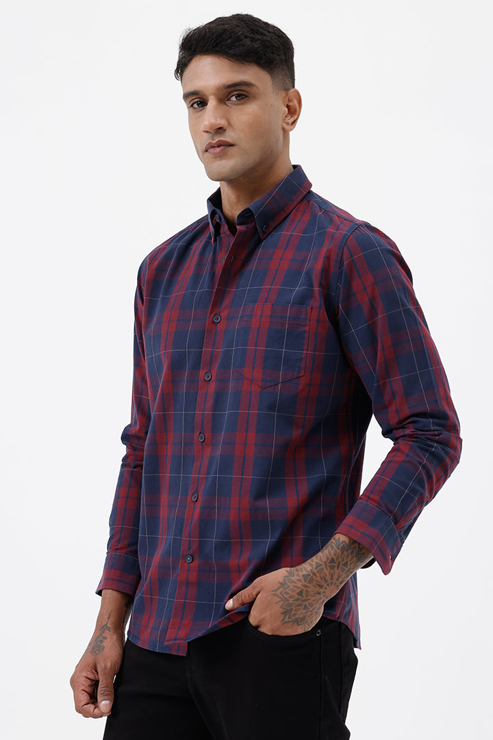NAVY COTTON CHECK SHIRT