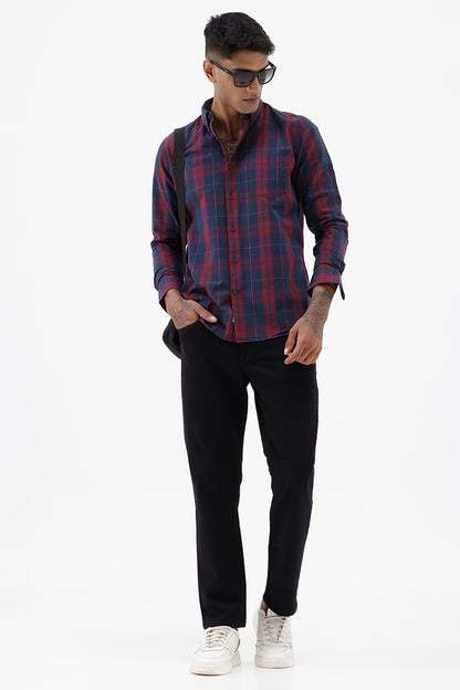 NAVY COTTON CHECK SHIRT