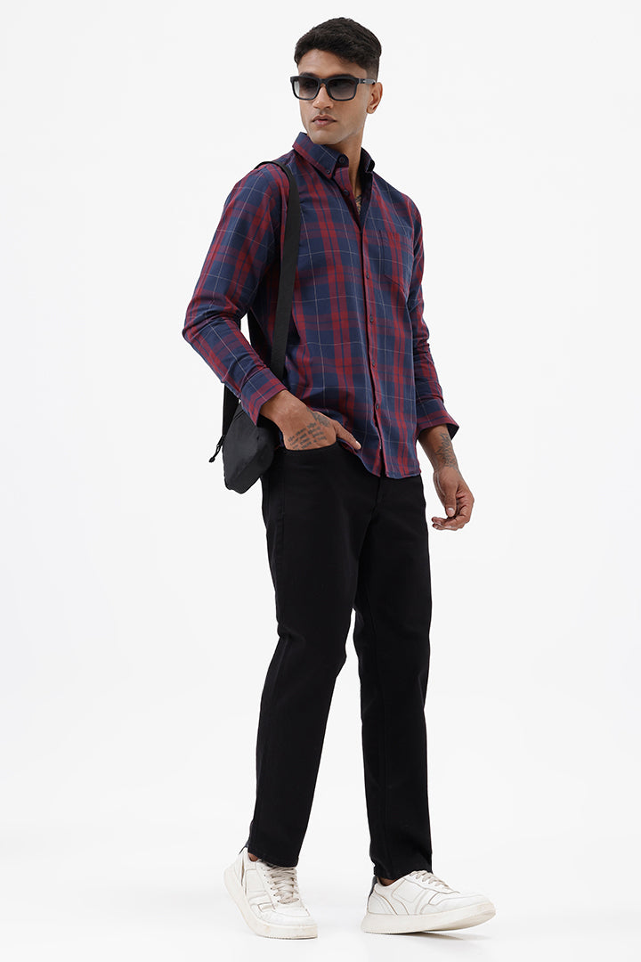 NAVY COTTON CHECK SHIRT