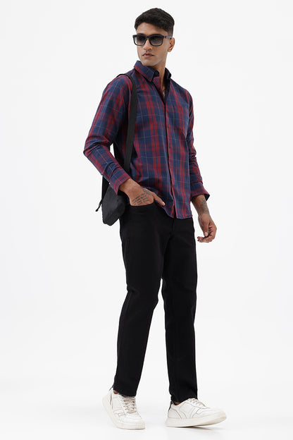 NAVY COTTON CHECK SHIRT