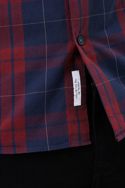 NAVY COTTON CHECK SHIRT