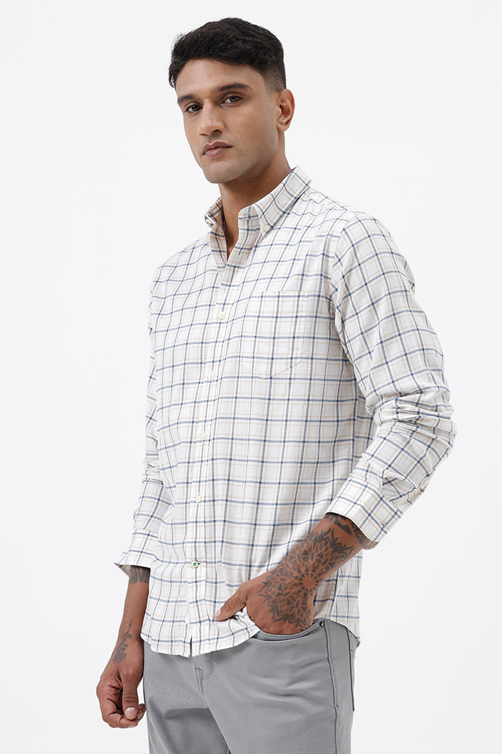 OFF WHITE COTTON CHECK SHIRT