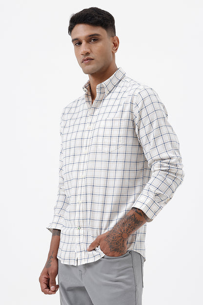 OFF WHITE COTTON CHECK SHIRT