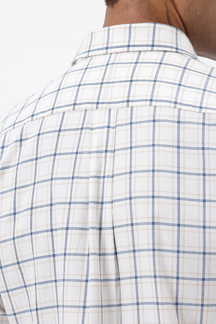 OFF WHITE COTTON CHECK SHIRT