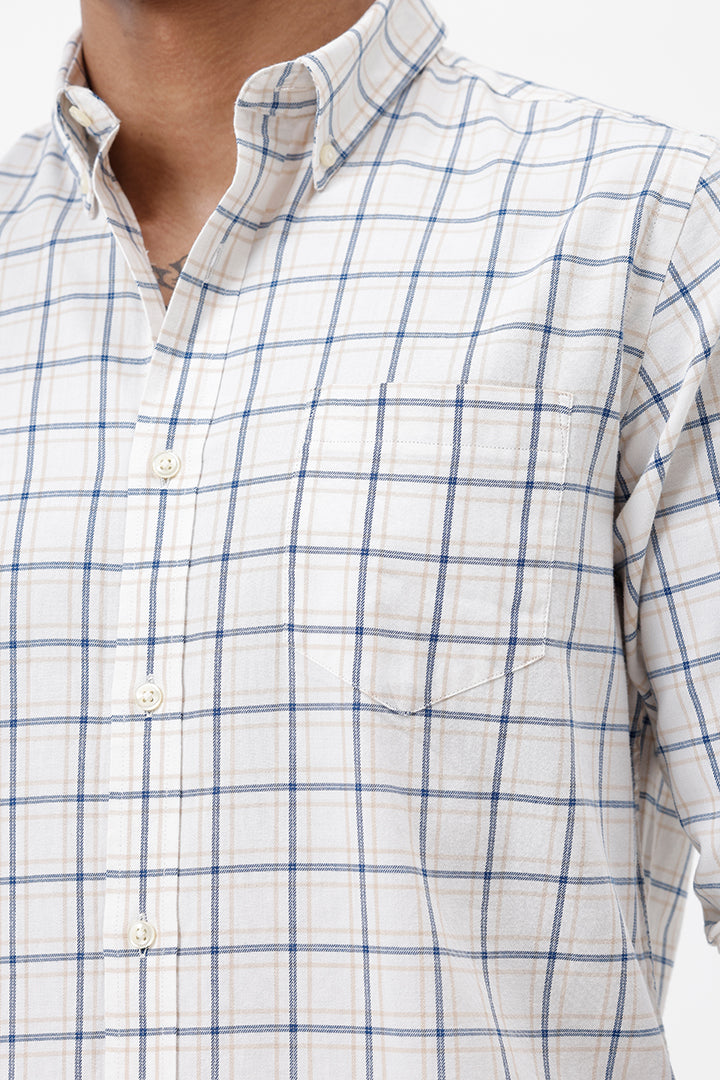 OFF WHITE COTTON CHECK SHIRT