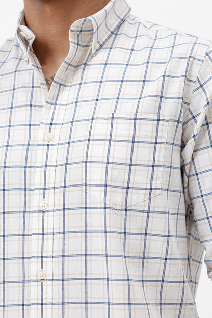 OFF WHITE COTTON CHECK SHIRT