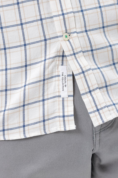 OFF WHITE COTTON CHECK SHIRT