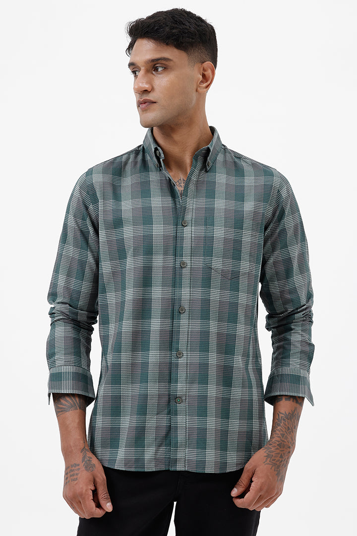 FOREST GREEN COTTON CHECK SHIRT