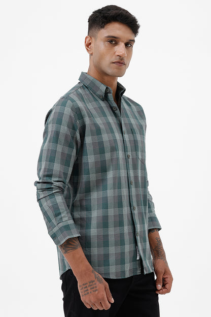 FOREST GREEN COTTON CHECK SHIRT