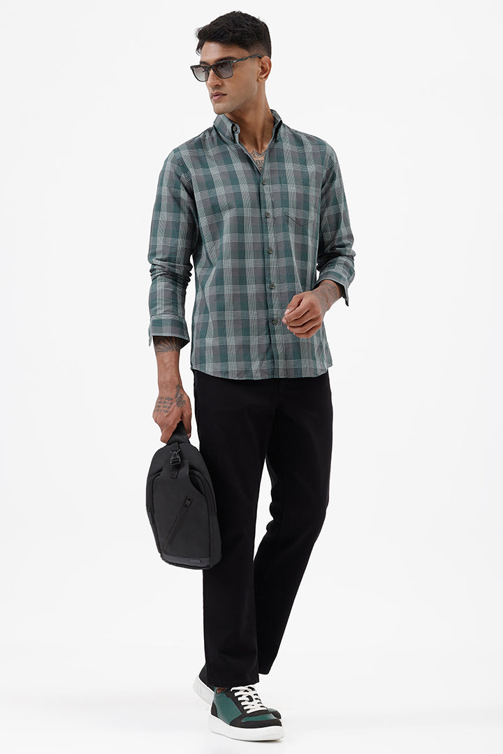 FOREST GREEN COTTON CHECK SHIRT