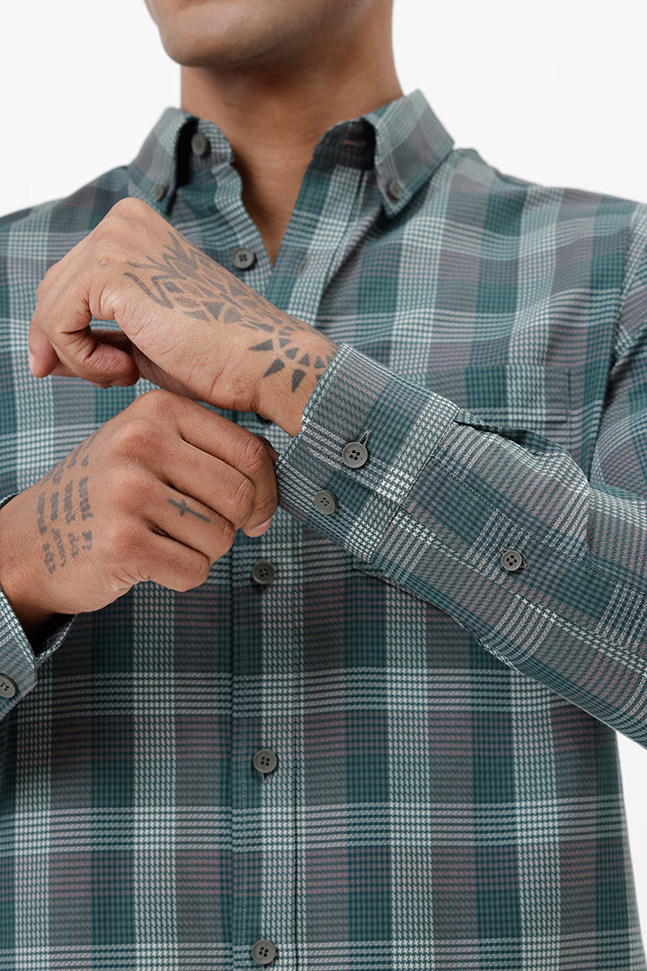 FOREST GREEN COTTON CHECK SHIRT