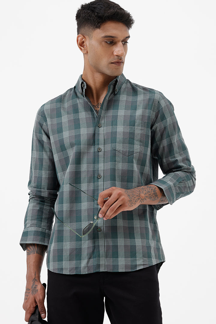 FOREST GREEN COTTON CHECK SHIRT