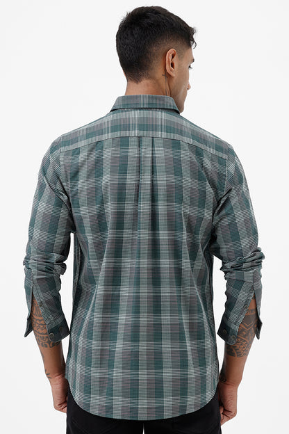 FOREST GREEN COTTON CHECK SHIRT