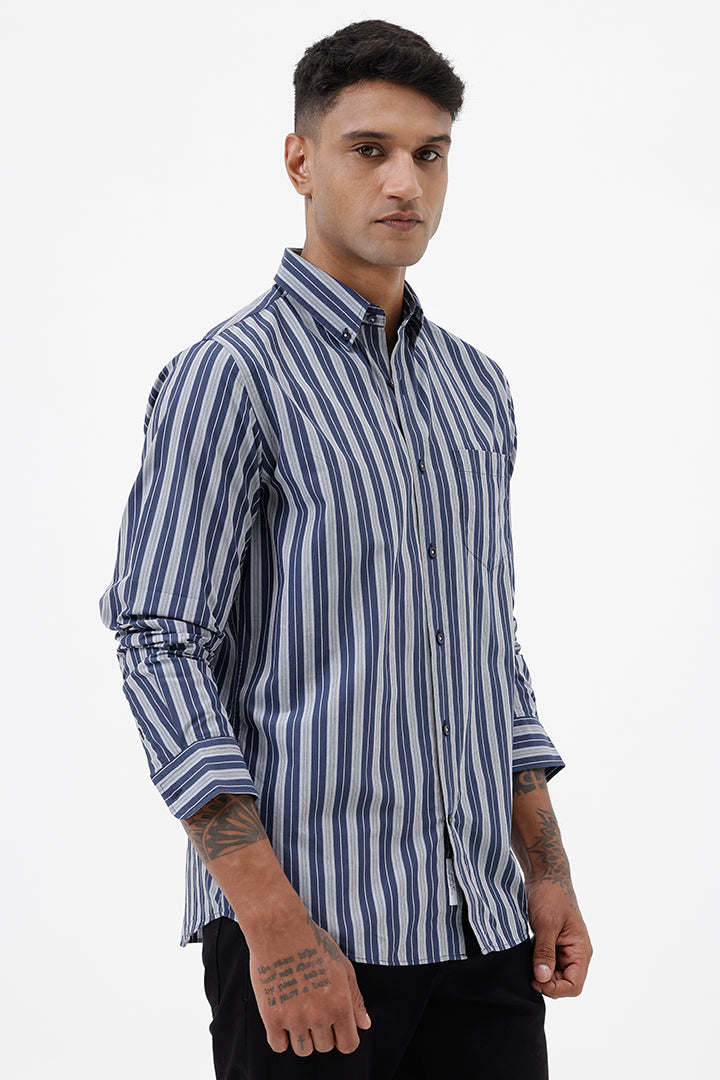 BLUE COTTON STRIPE SHIRT