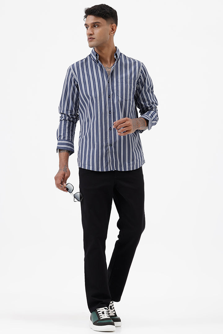 BLUE COTTON STRIPE SHIRT