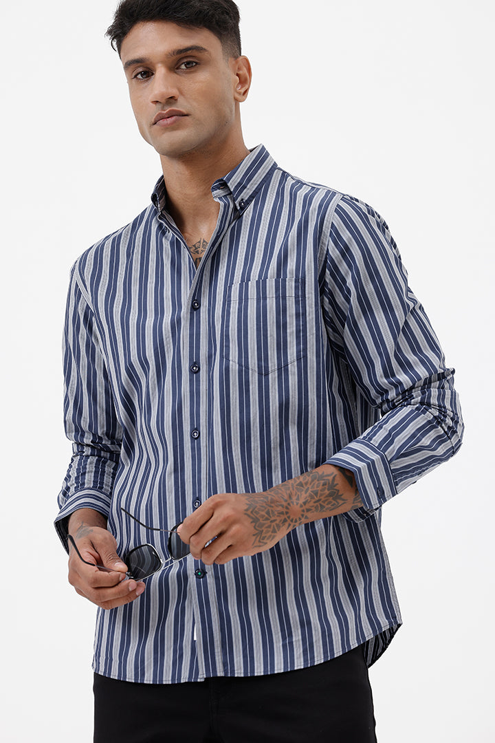 BLUE COTTON STRIPE SHIRT