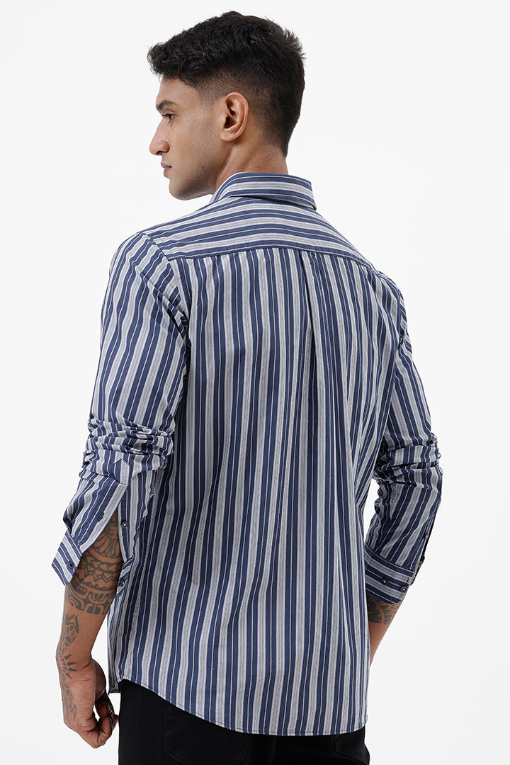 BLUE COTTON STRIPE SHIRT