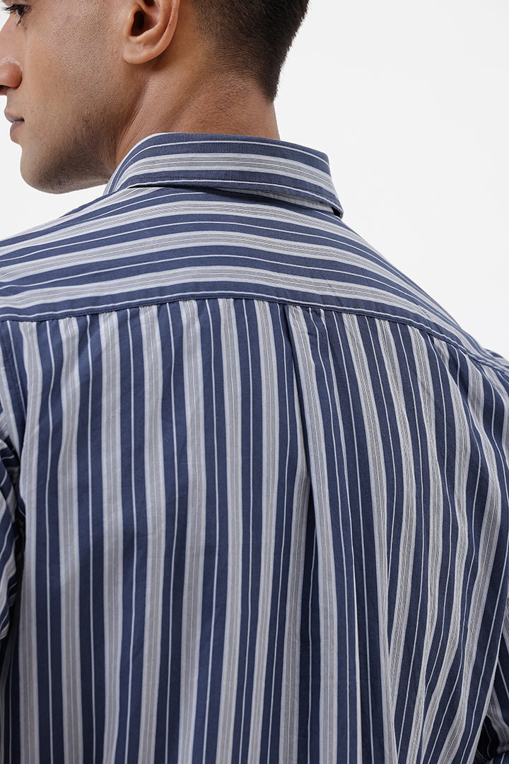 BLUE COTTON STRIPE SHIRT