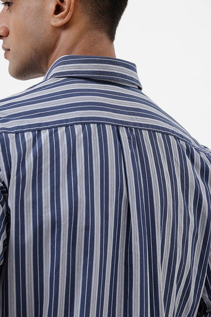 BLUE COTTON STRIPE SHIRT