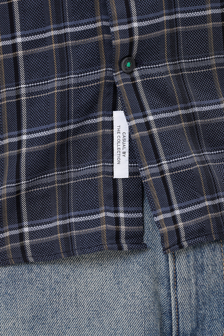 NAVY COTTON CHECK SHIRT