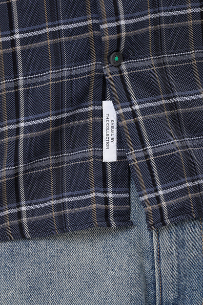 NAVY COTTON CHECK SHIRT