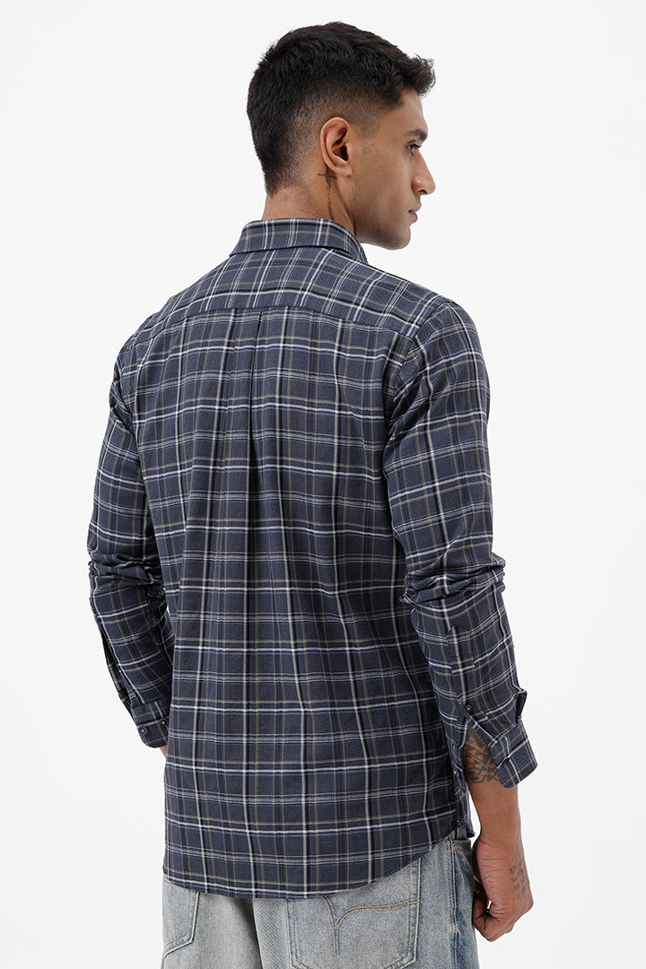 NAVY COTTON CHECK SHIRT