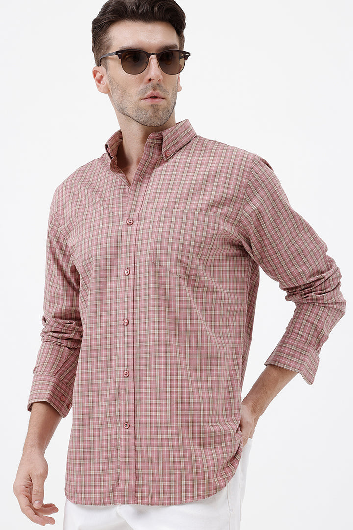 ONION PINK COTTON CHECK SHIRT