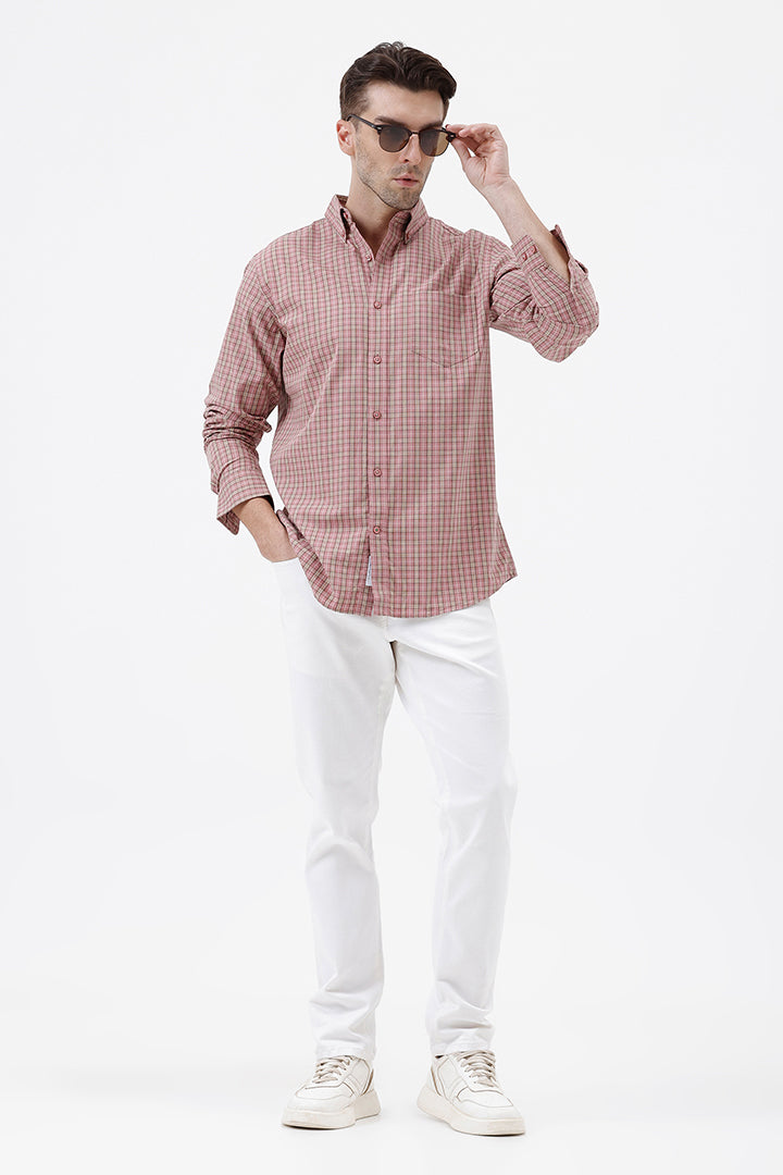 ONION PINK COTTON CHECK SHIRT