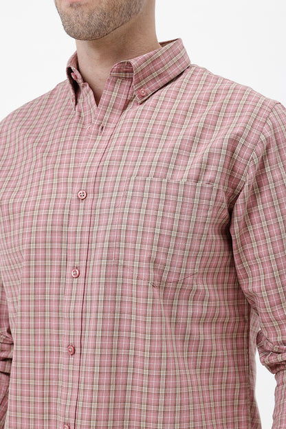ONION PINK COTTON CHECK SHIRT