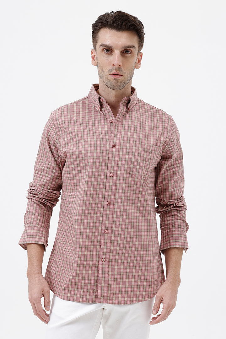 ONION PINK COTTON CHECK SHIRT