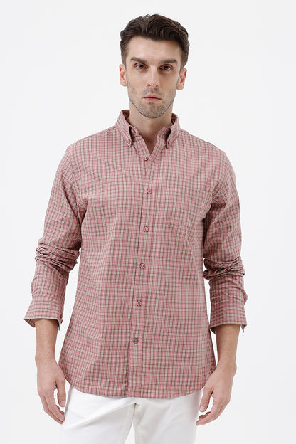 ONION PINK COTTON CHECK SHIRT
