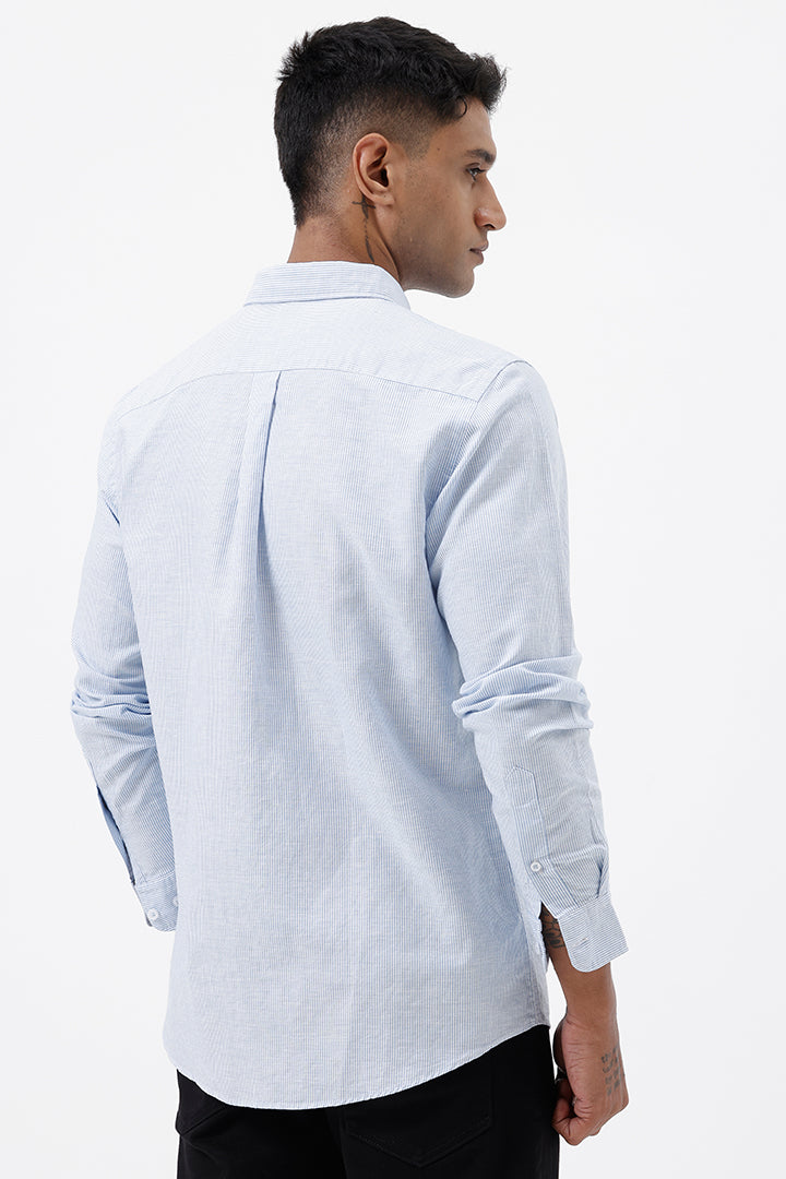BLUE COTTON LINEN STRIPE SHIRT