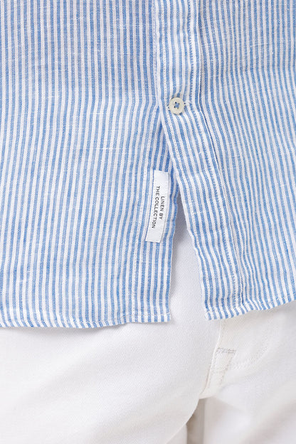 BLUE LINEN STRIPE SHIRT