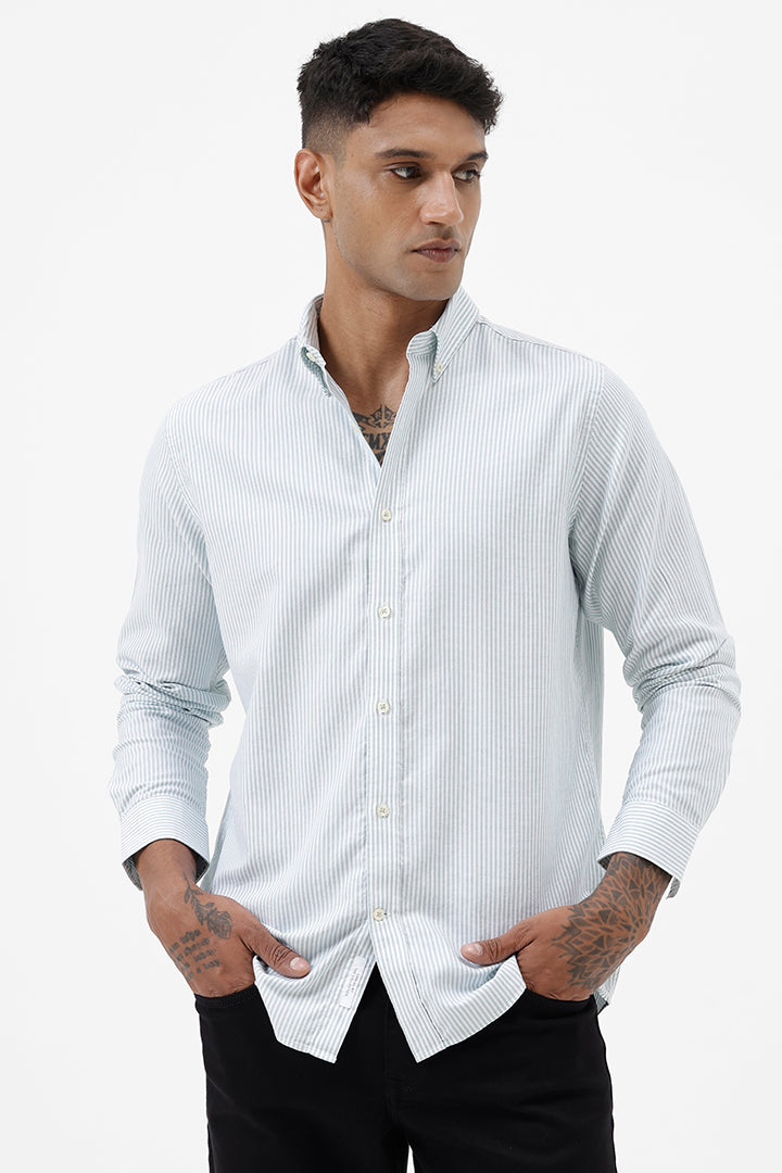 GREEN OXFORD STRIPE SHIRT