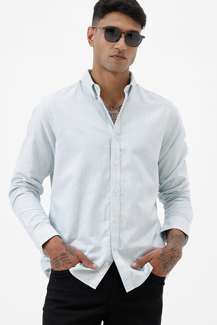 GREEN OXFORD STRIPE SHIRT