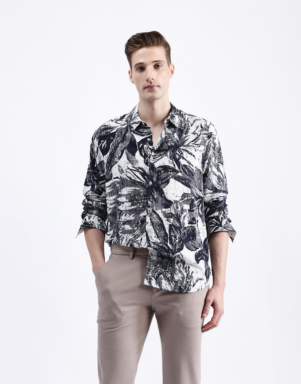 ABSTRACT FLORAL PRINT SHIRT