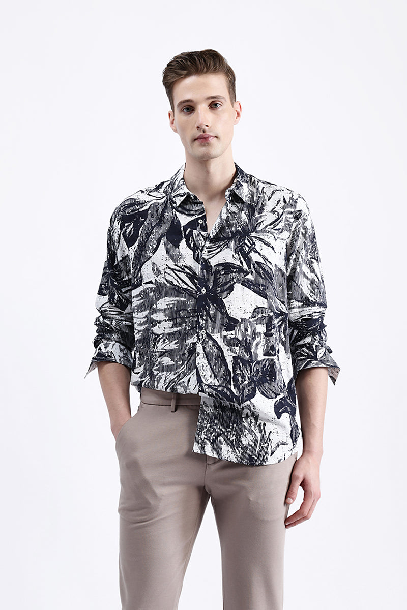 ABSTRACT FLORAL PRINT SHIRT