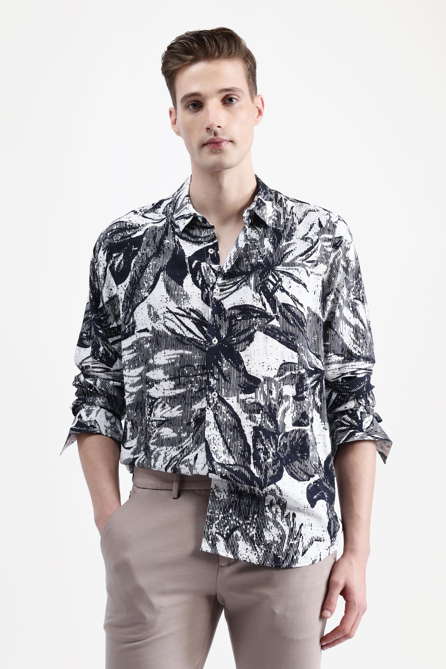 ABSTRACT FLORAL PRINT SHIRT